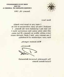 理查德·尼克松给莱弗里特·索尔顿斯托尔的信，1961年1月18日 