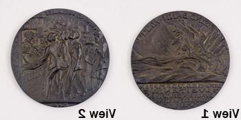 沉船 卢西塔尼亚号，[正面第二版]，1915 Cast iron medal