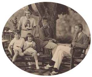 This photograph depicts, from left to right, Leverett Saltonstall Jr. (1917-1966), Peter Brooks Saltonstall (1921-1944), Emily Saltonstall (1920-2006), Susan Saltonstall (1930-1994), and William Lawrence Saltonstall (1927-2009)